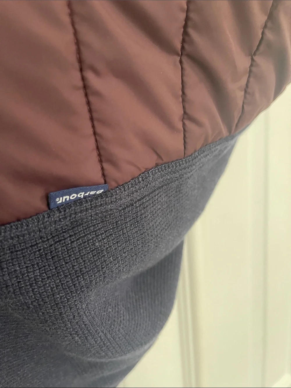 Barbour Quilted Vest in Burgundy with Navy Trim